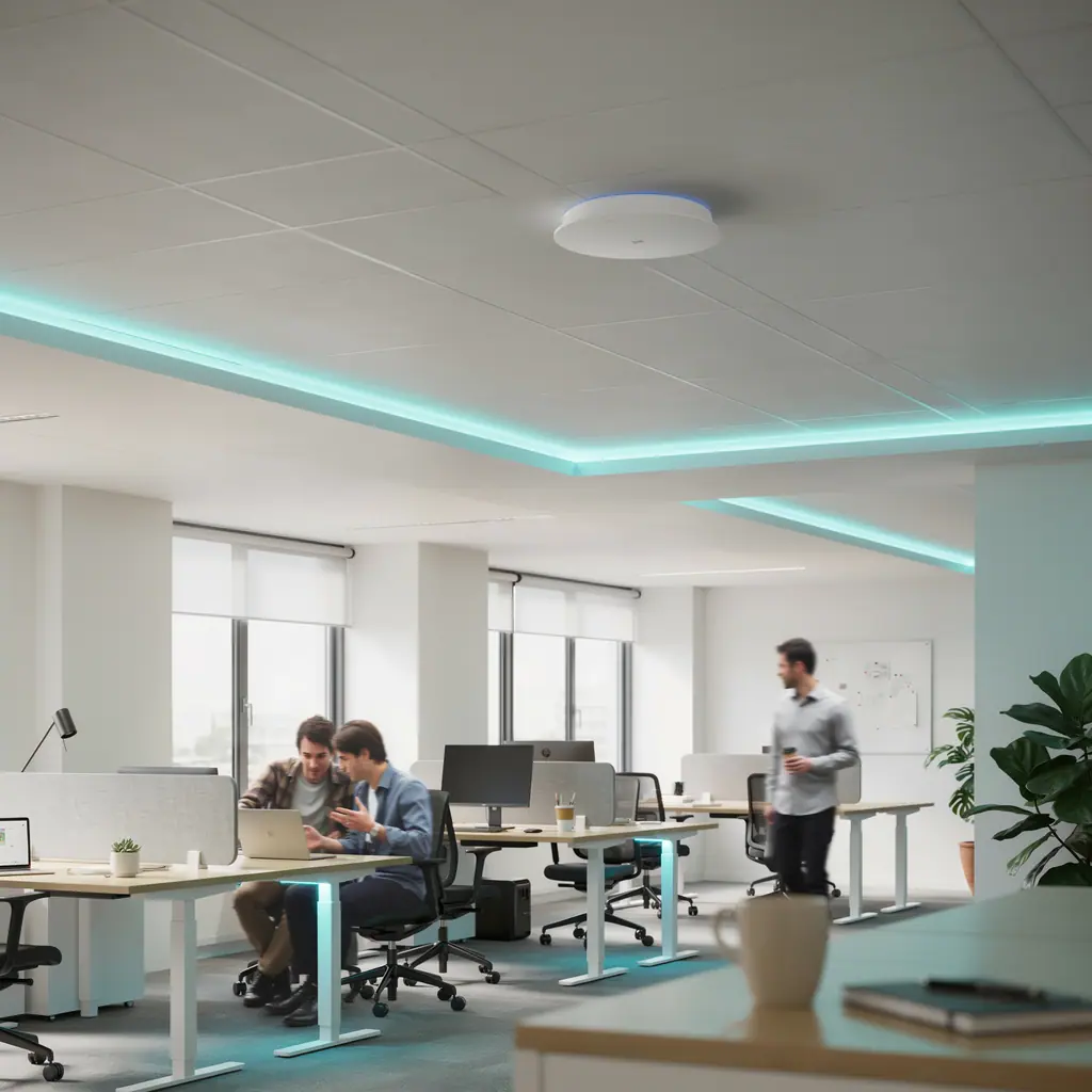 Oficina moderna con cobertura WiFi de varios puntos de acceso