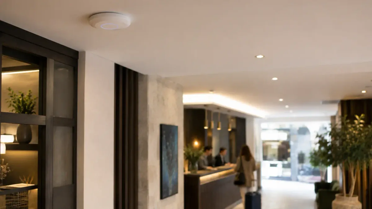 Punto de acceso WiFi UniFi instalado en un hotel