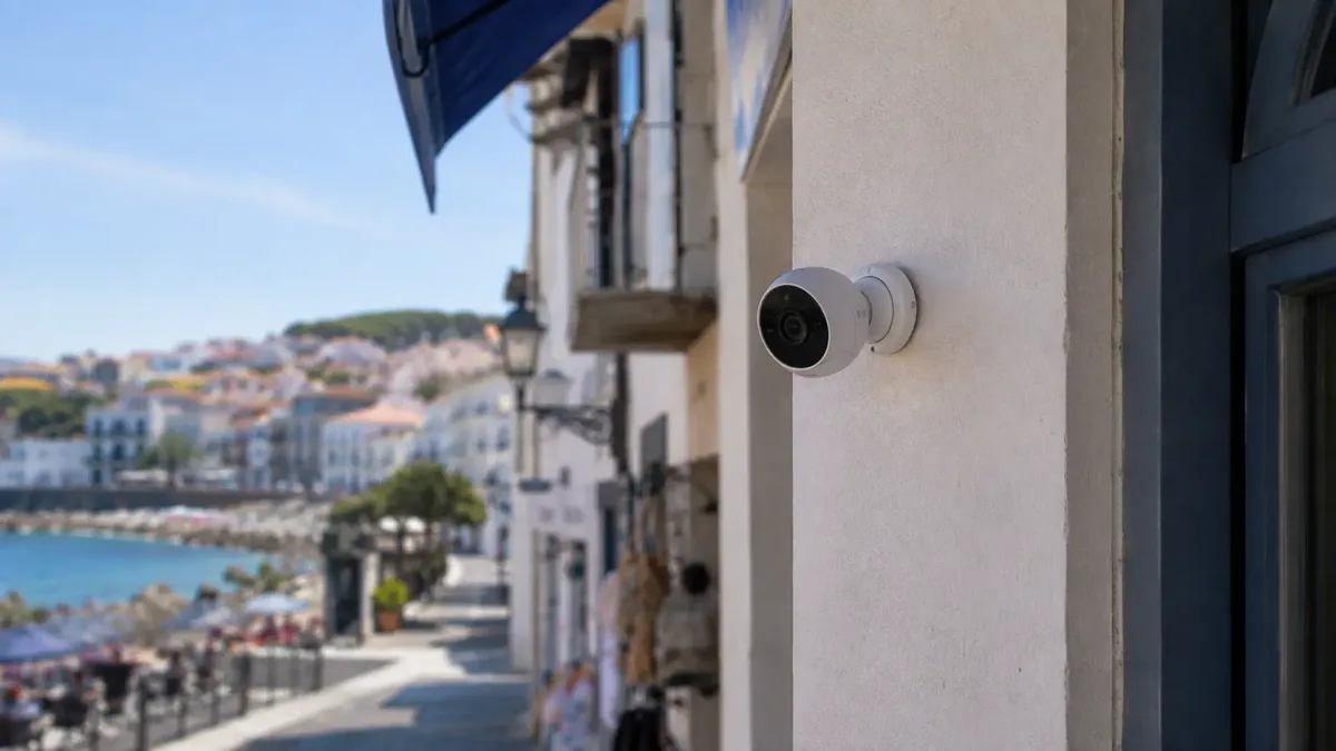 Cámara de videovigilancia UniFi Protect instalada en un comercio del Maresme